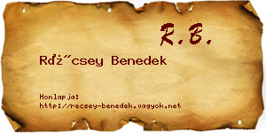 Récsey Benedek névjegykártya